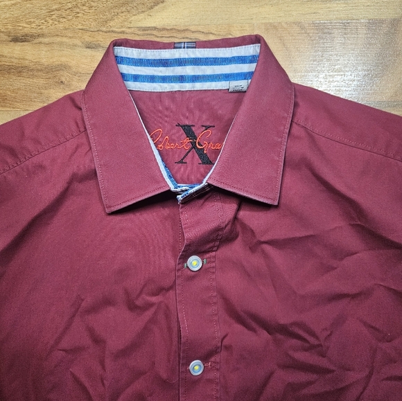 Robert Graham X Shirt Men's Medium Long Sleeve Button Up Flip Up Cuffs Red - Picture 2 of 9